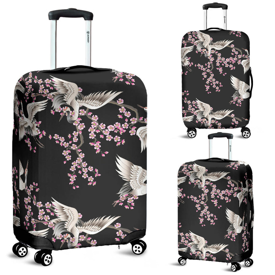 Japanese Crane Pink Sakura Pattern Luggage Covers