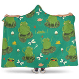 Cute Frog Dragonfly Design Pattern Hooded Blanket