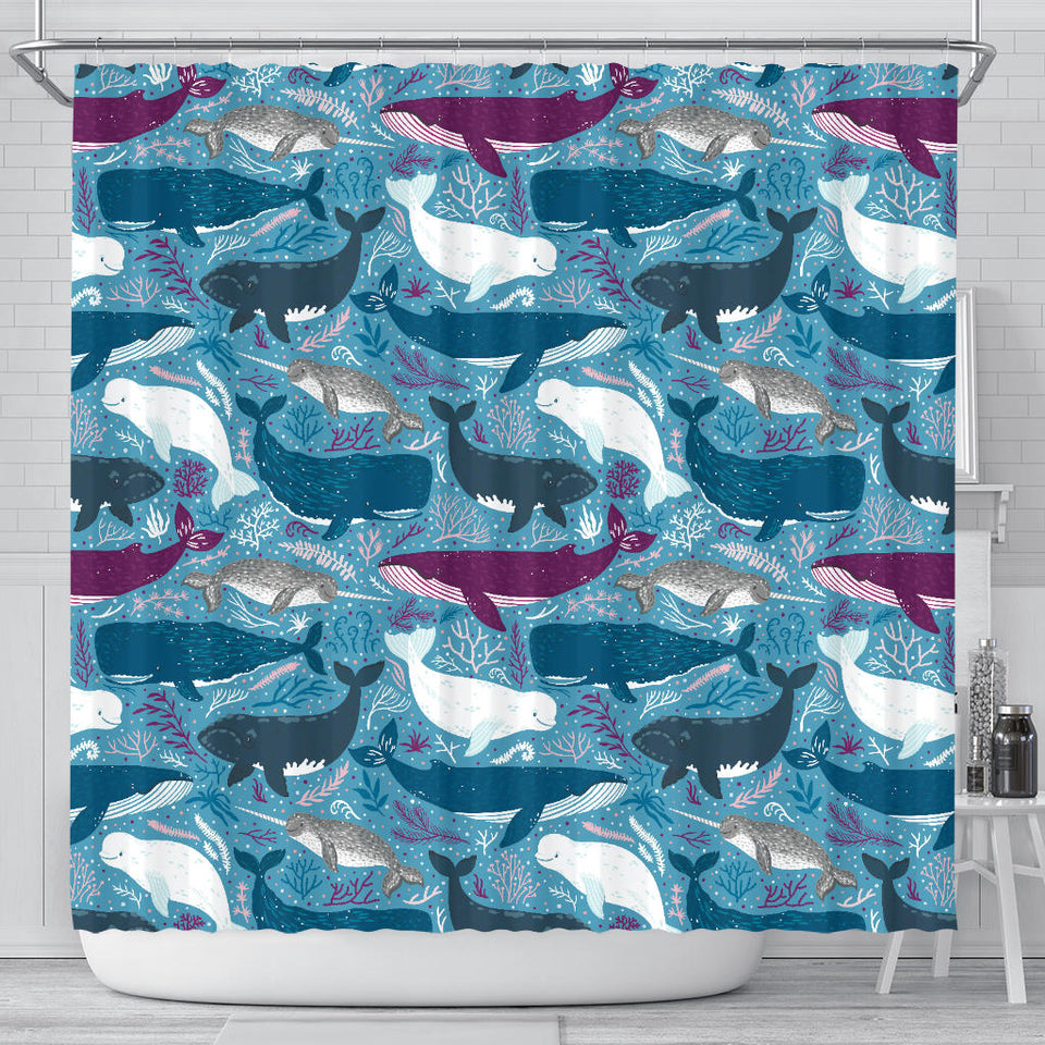 Whale Design Pattern Shower Curtain Fulfilled In US