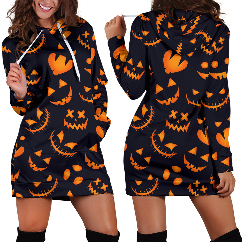 Halloween Pattern Pumpkin Background Women'S Hoodie Dress