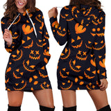 Halloween Pattern Pumpkin Background Women'S Hoodie Dress