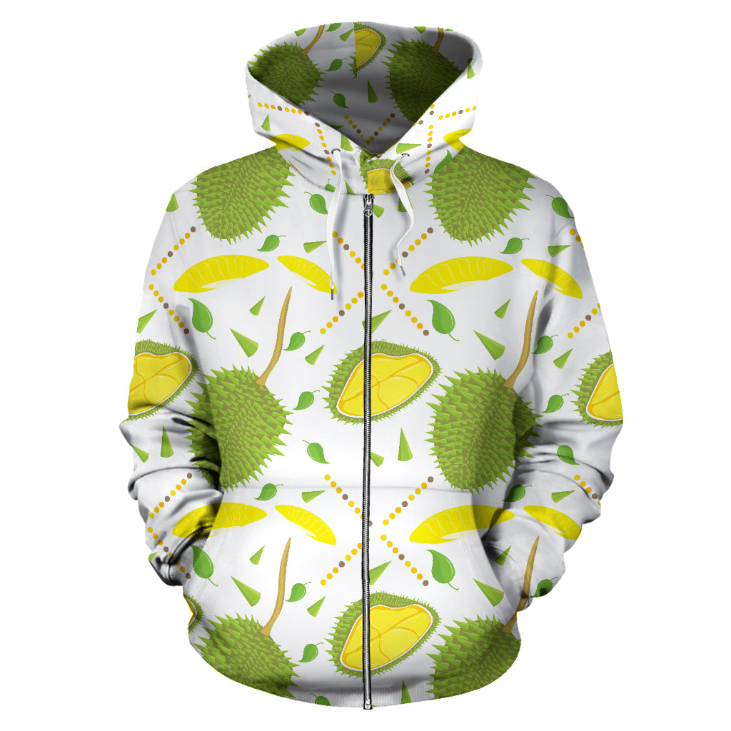 Durian Pattern Background Zip Up Hoodie