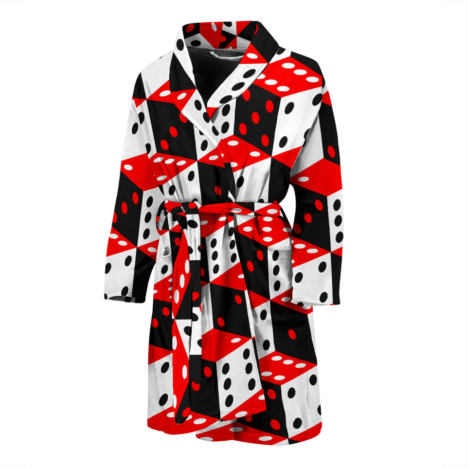 Dice Pattern Print Design 02 Men's Bathrobe