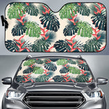 Heliconia Flowers, Palm And Monstera Leaves Car Sun Shade