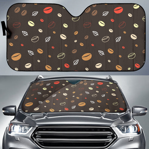 Coffee Bean Leave Pattern Car Sun Shade