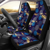 Blue Japanese Pattern Cloud Wave Flower Universal Fit Car Seat Covers
