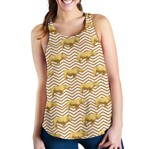 Rhino yellow theme pattern Women Racerback Tank Top