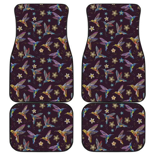 Hummingbird Pattern Print Design 04 Front and Back Car Mats