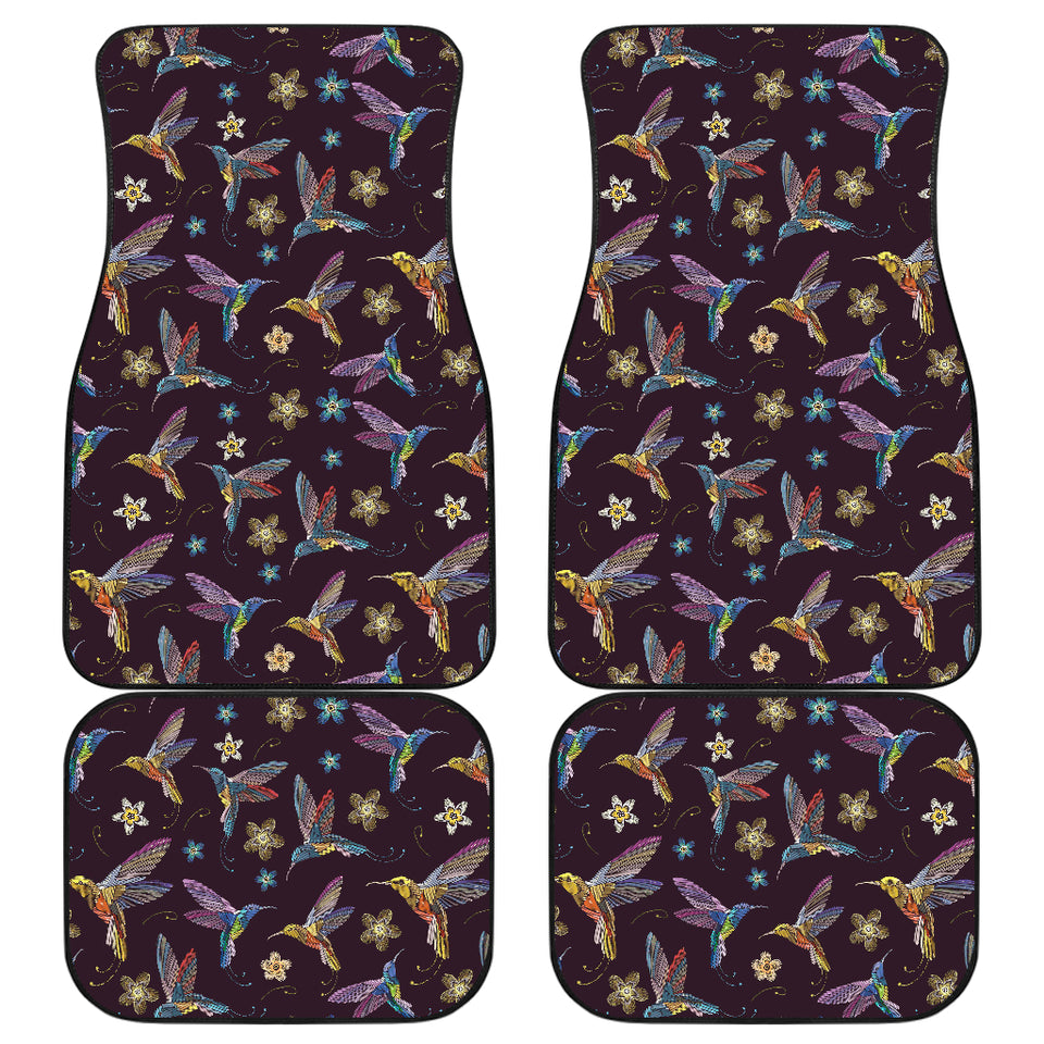 Hummingbird Pattern Print Design 04 Front and Back Car Mats