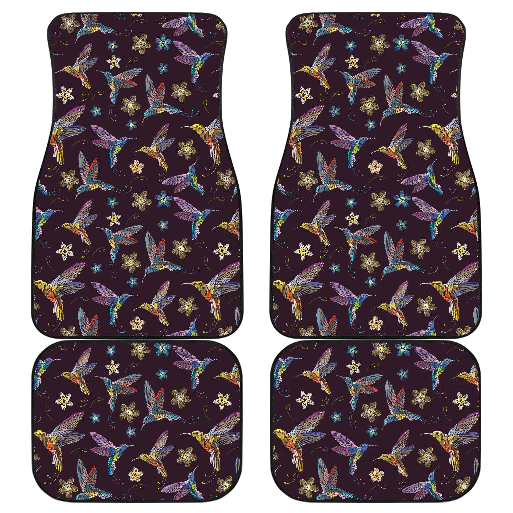 Hummingbird Pattern Print Design 04 Front and Back Car Mats