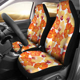 Orange Yellow Orchid Flower Pattern Background Universal Fit Car Seat Covers