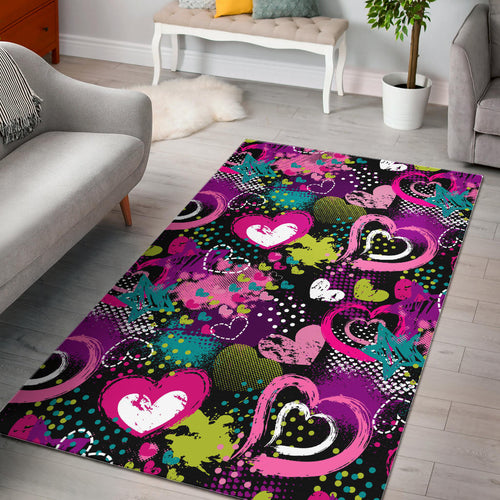 Heart Dot Wave Star Creative Design Pattern Area Rug