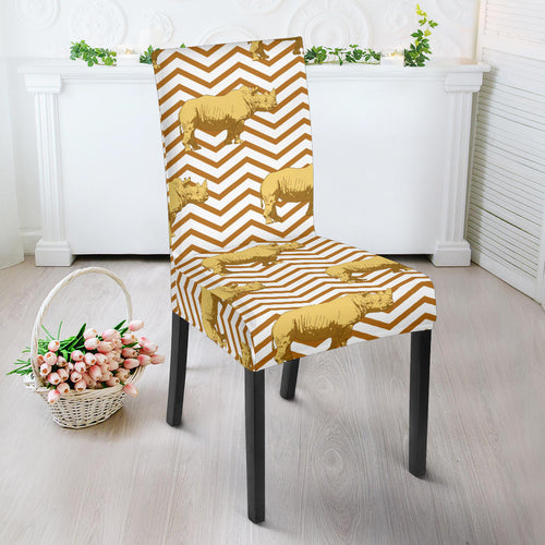 Rhino Yellow Theme Pattern Dining Chair Slipcover