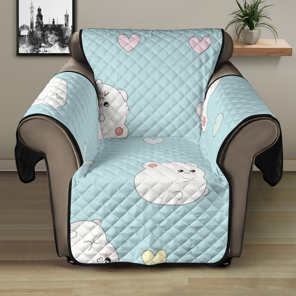 White cute hamsters heart pattern Recliner Cover Protector
