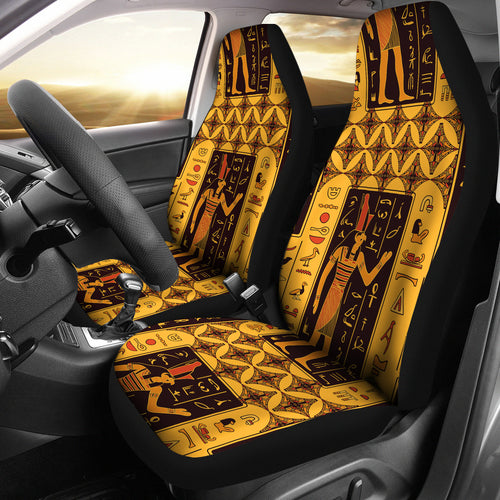 Egypt Hieroglyphics Pattern Print Design 05 Universal Fit Car Seat Covers