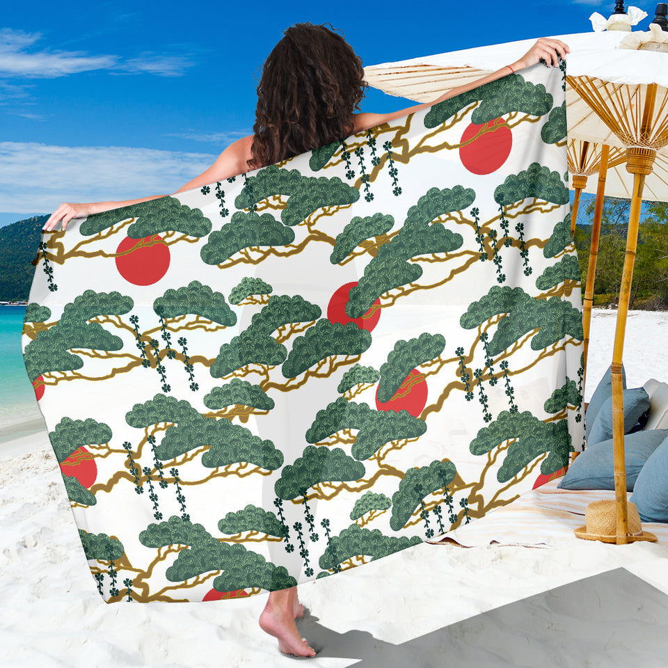 Bonsai Red Sun Japanese Pattern Sarong
