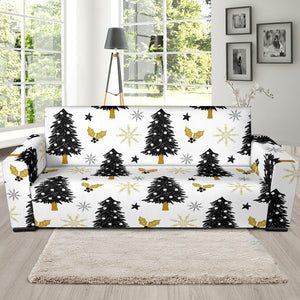 Christmas Tree Holly Snow Star Pattern Sofa Slipcover
