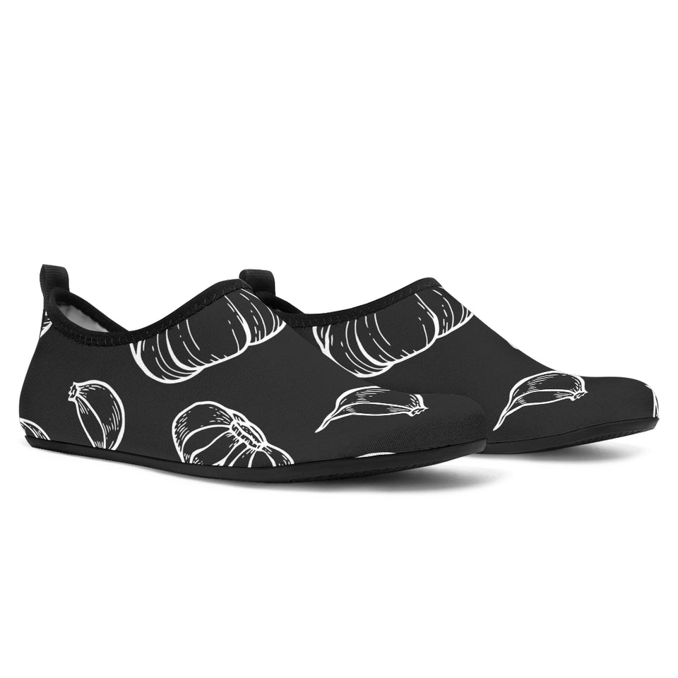 Garlic Pattern Black Background Aqua Shoes