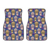 Sugar Skull Flower Pattern Front Car Mats