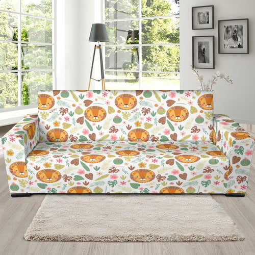 Lion Pattern Print Design 04 Sofa Slipcover