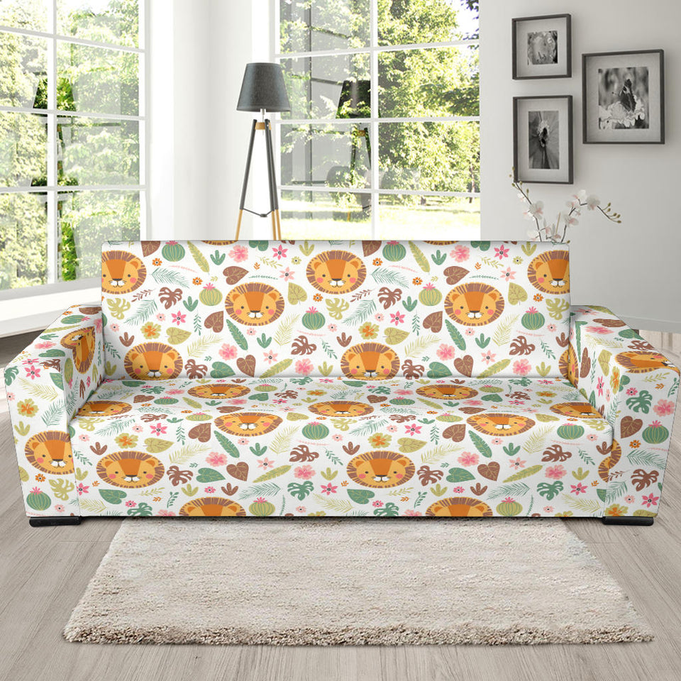 Lion Pattern Print Design 04 Sofa Slipcover