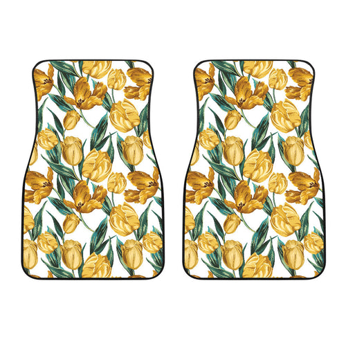 Yellow Tulips Pattern Front Car Mats