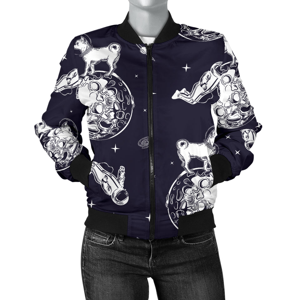 Chihuahua Space Helmet Astronaut Pattern Women'S Bomber Jacket