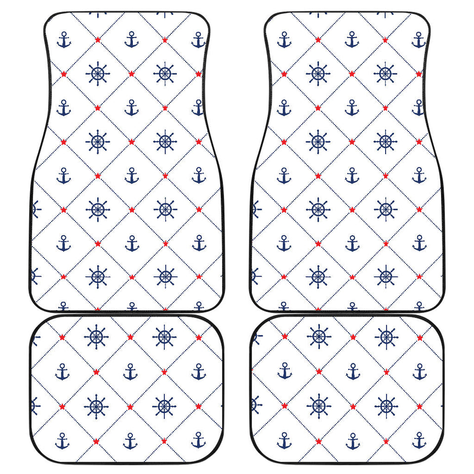Anchor Rudder Nautical Design Pattern Front And Back Car Mats