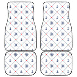 Anchor Rudder Nautical Design Pattern Front And Back Car Mats