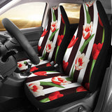 Red And White Tulips Pattern  Universal Fit Car Seat Covers