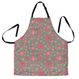 Red Gold Sakura Cherry Blossom Gray Background Adjustable Apron