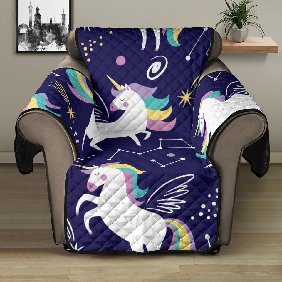 Hand drawn cute unicorn star planet Recliner Cover Protector
