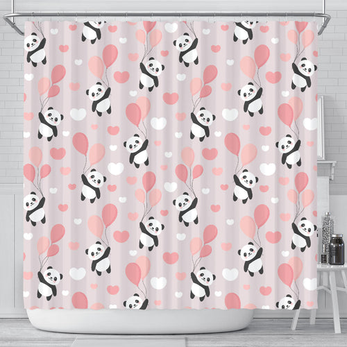 Cute Panda Ballon Heart Pattern Shower Curtain Fulfilled In US