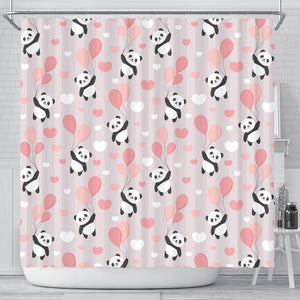 Cute Panda Ballon Heart Pattern Shower Curtain Fulfilled In US