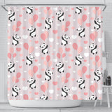 Cute Panda Ballon Heart Pattern Shower Curtain Fulfilled In US