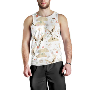 Beautiful Japanese cranes pattern Men Tank Top