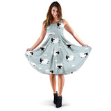 Sheep Polka Dot Cloud Pattern Sleeveless Midi Dress