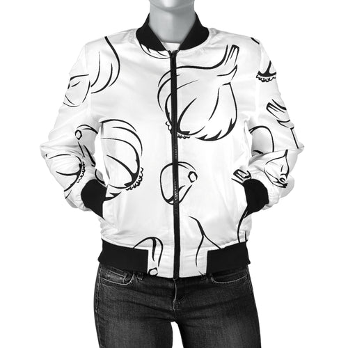 Garlic Pattern Black White Women'S Bomber Jacket