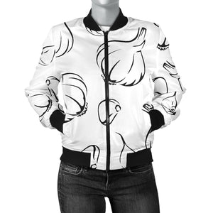 Garlic Pattern Black White Women'S Bomber Jacket