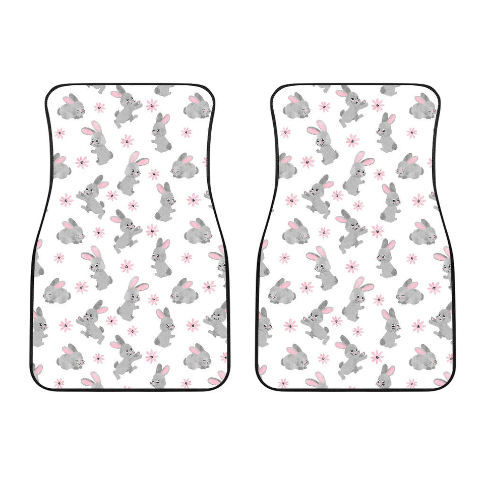 Watercolor Cute Rabbit Pattern Front Car Mats