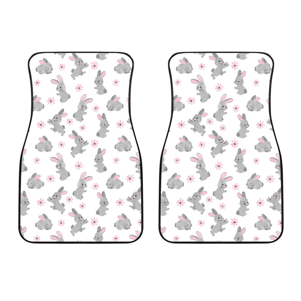 Watercolor Cute Rabbit Pattern Front Car Mats