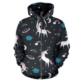Unicorn Rainbows Moon Clound Star Pattern Zip Up Hoodie