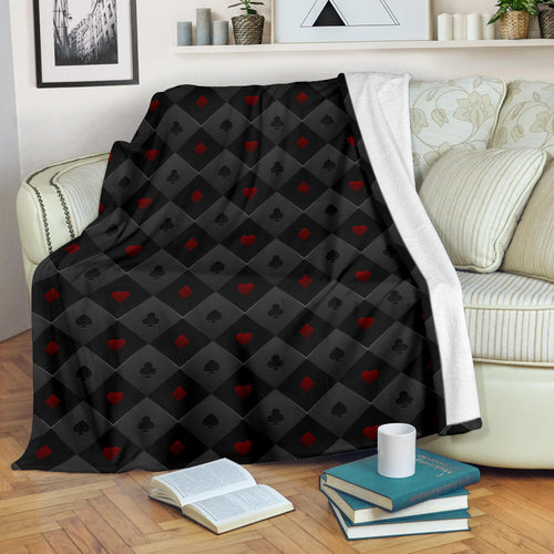 Casino Cards Suits Pattern Print Design 05 Premium Blanket