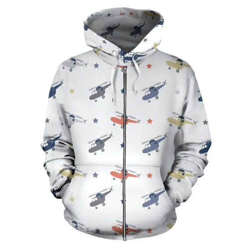 Cute Helicopter Star Pattern Zip Up Hoodie