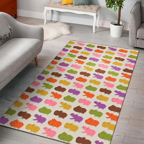 Hippopotamus Pattern Print Design 01 Area Rug