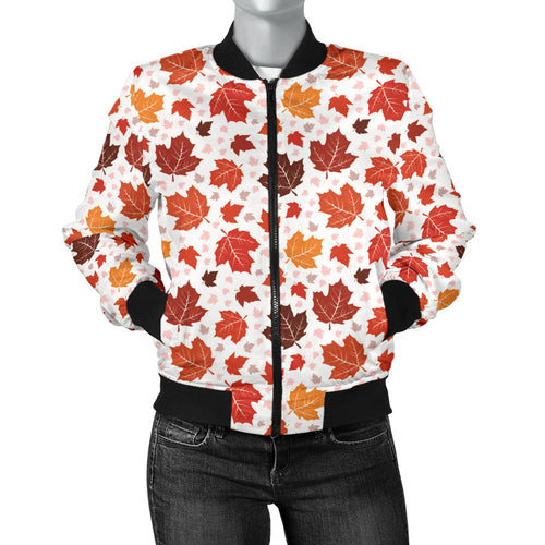 Colorful Maple Leaf Pattern Women'S Bomber Jacket
