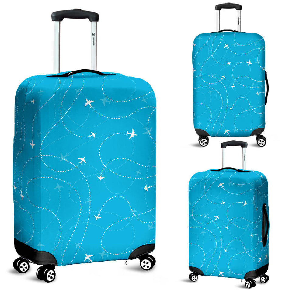 Airplane Destinations Blue Background Luggage Covers