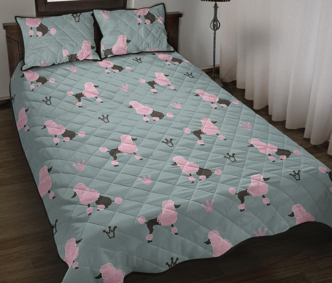 poodle dog pattern Quilt Bed Set