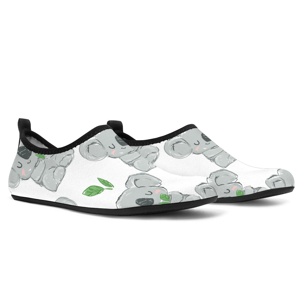 Hand Drawn Koala Leaves Pattern Aqua Shoes