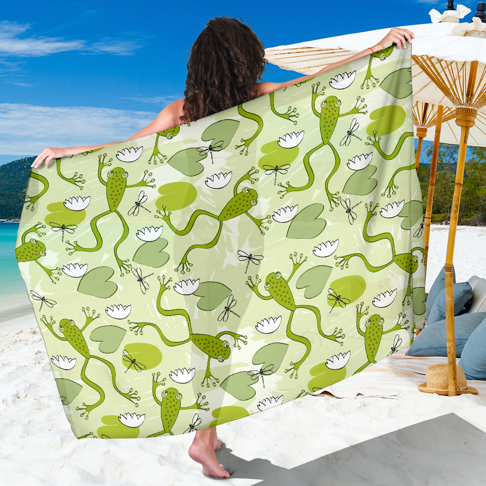 Cute Frog Dragonfly Pattern Sarong